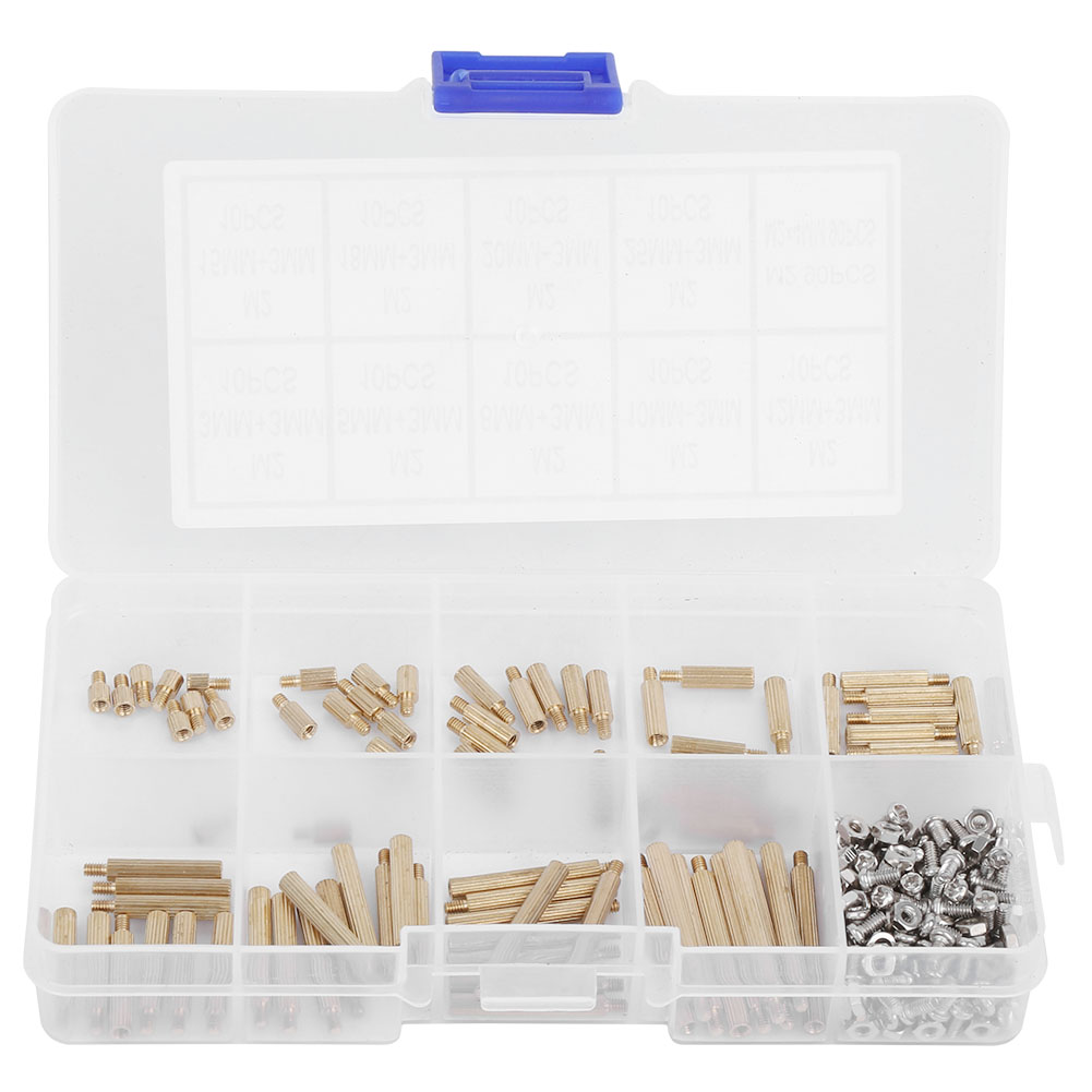 270-teiliges Set Aus M2-sechskantschrauben Und -muttern Aus Edelstahl, Messing-distanzstücken Und Zubehörsortiment