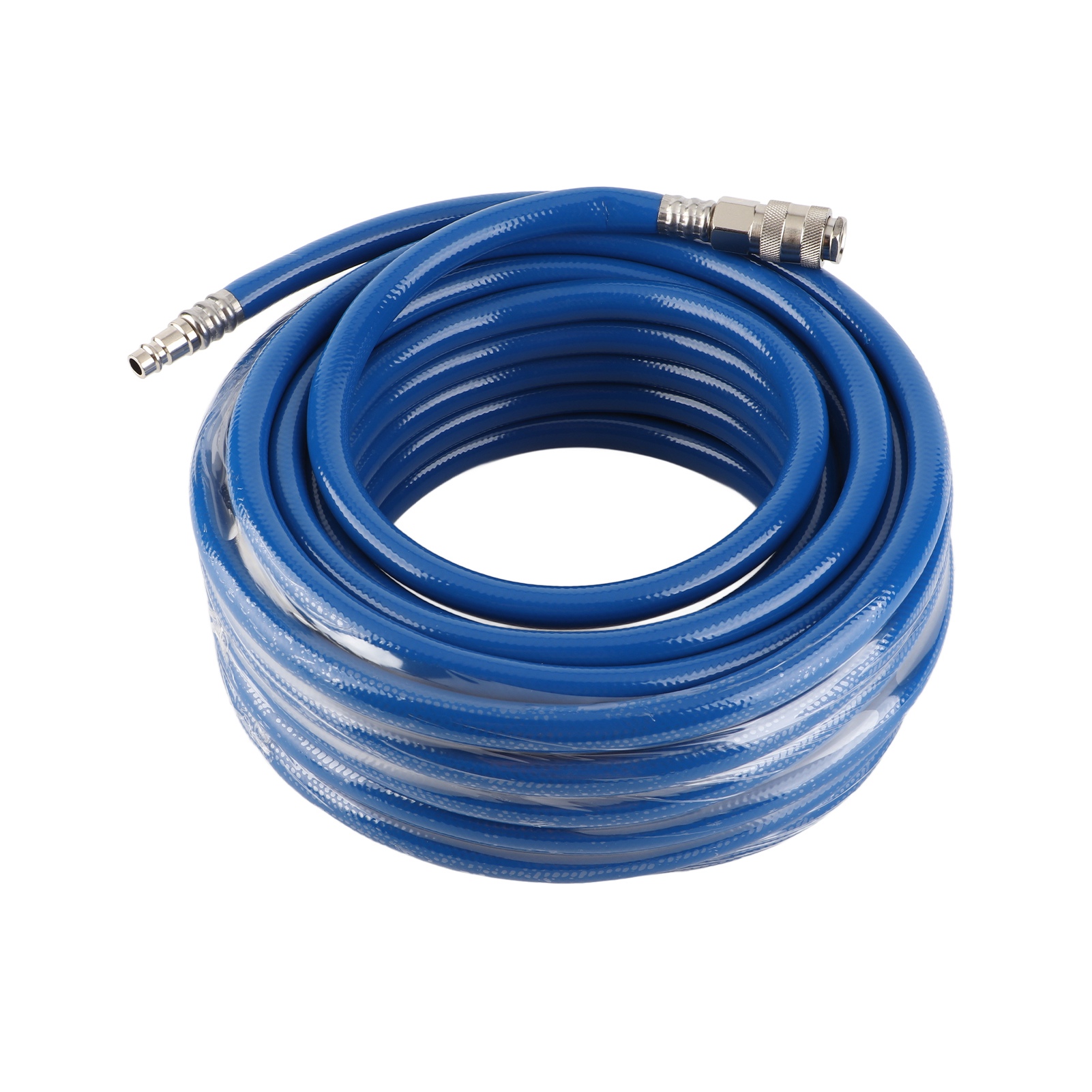 15 M Langer, Blauer, Flexibler Pvc-luftschlauch Mit 1/4"-schnellanschluss (europäischer Standard) Für Kompressoren, 3-lagig, 20 Bar
