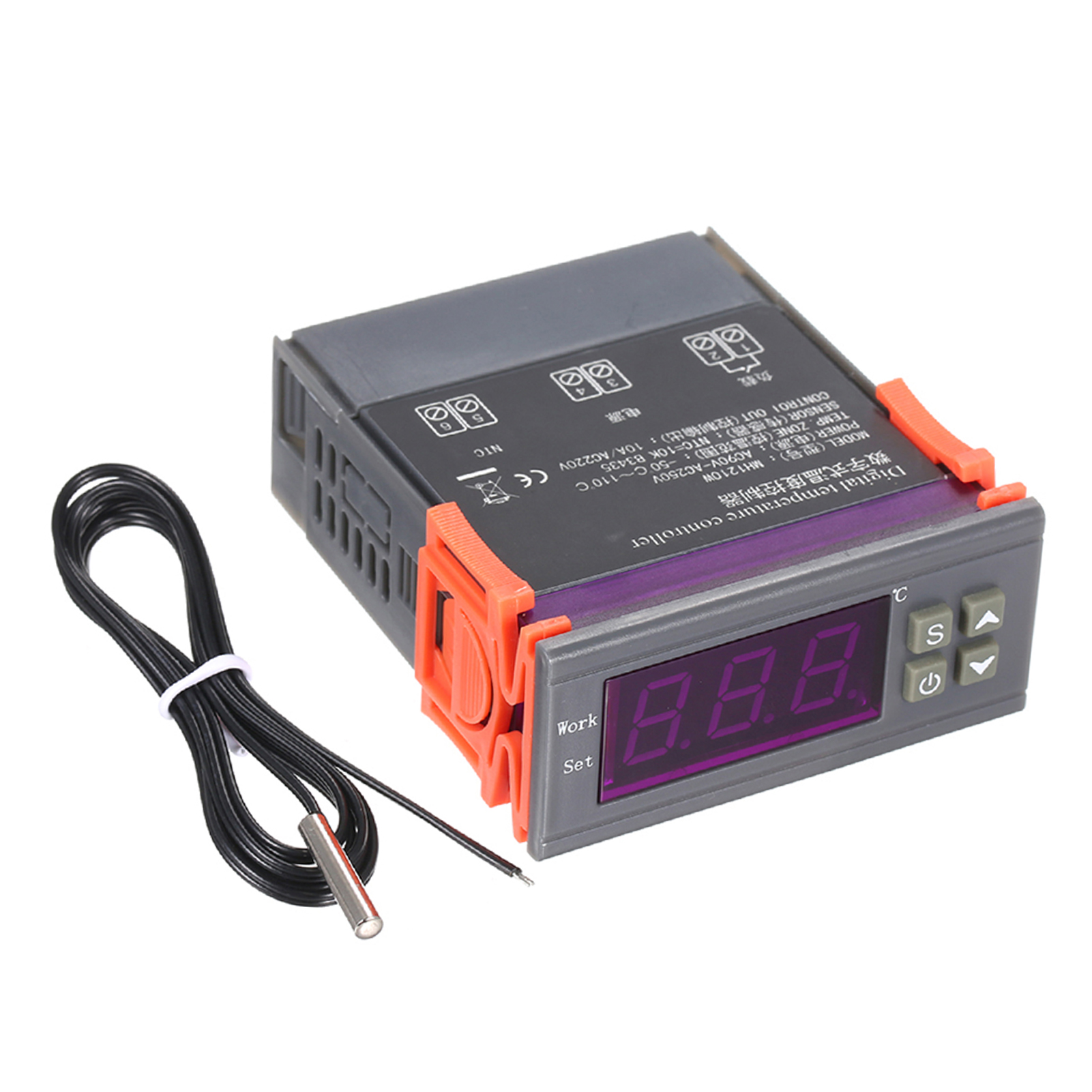 Mh-1210w Digitaler Mikrocontroller-temperaturregler, Präziser Heiz-/kühlthermostat Mit Sonde