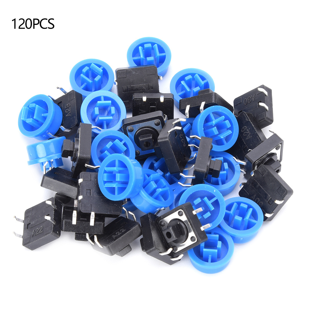 60 Paar Kurzzeitige Taktile Drucktaster, Blau, 4 Pins, Mikro-drucktaster, 12 X 12 X 7 Mm, Mit Kappen