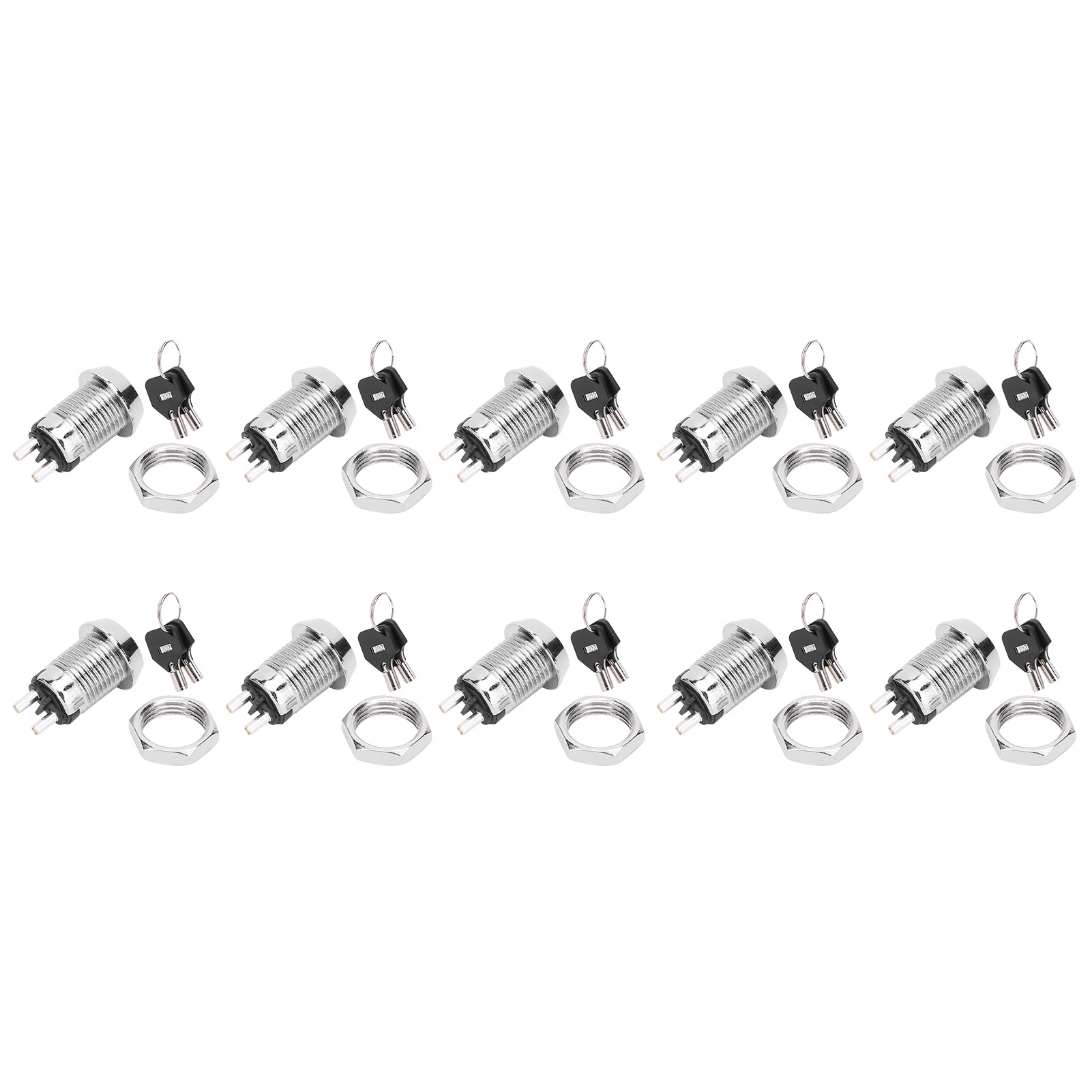 10 Edelstahl-ein/aus-schlüsselschalter-sets, Doppelverriegelung, 12 X 22 Mm