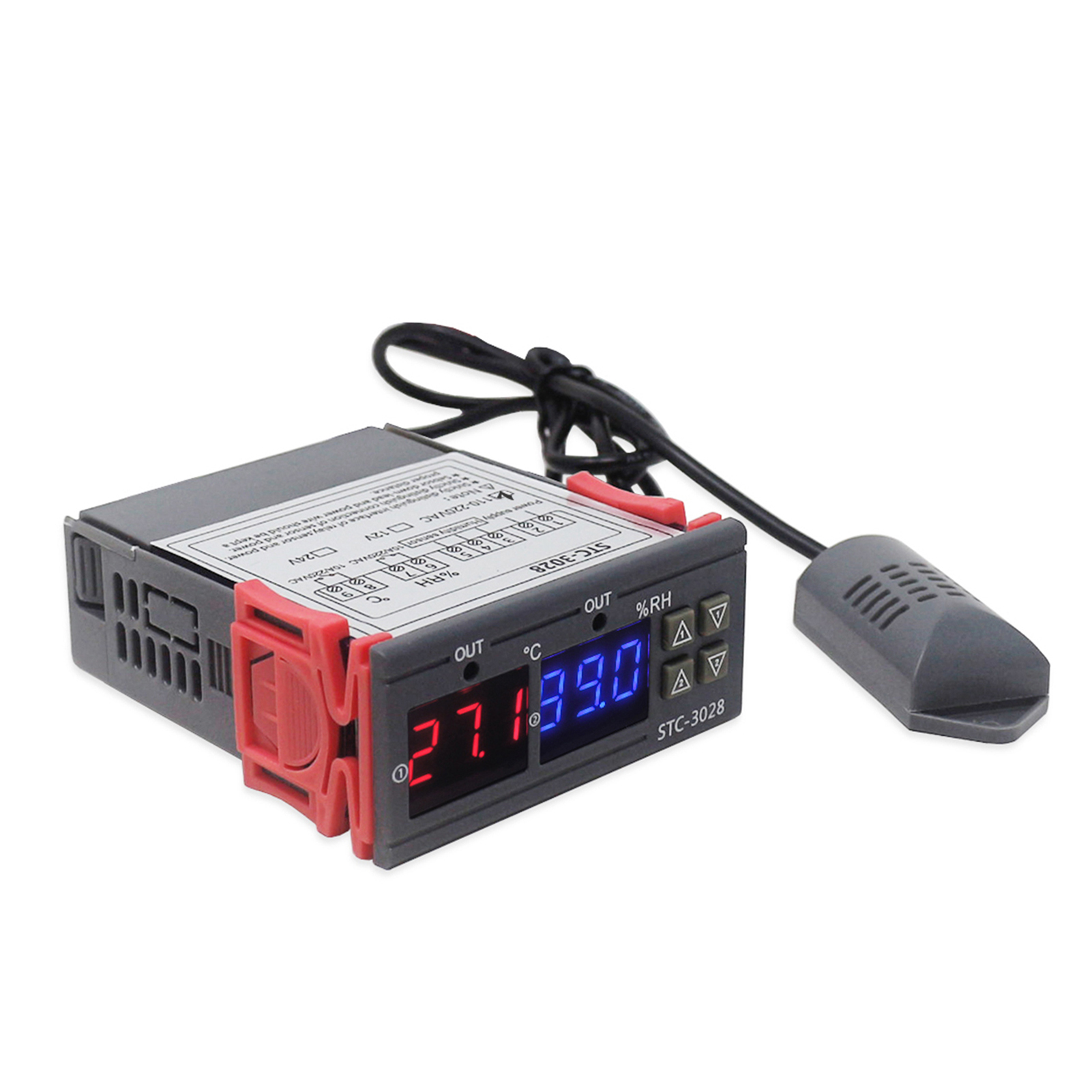 Digitales Thermostat-hygrometer Zur Temperatur- Und Feuchtigkeitsregelung Mit Integrierter Sensorsonde Und Relaisausgang, 110–220 V