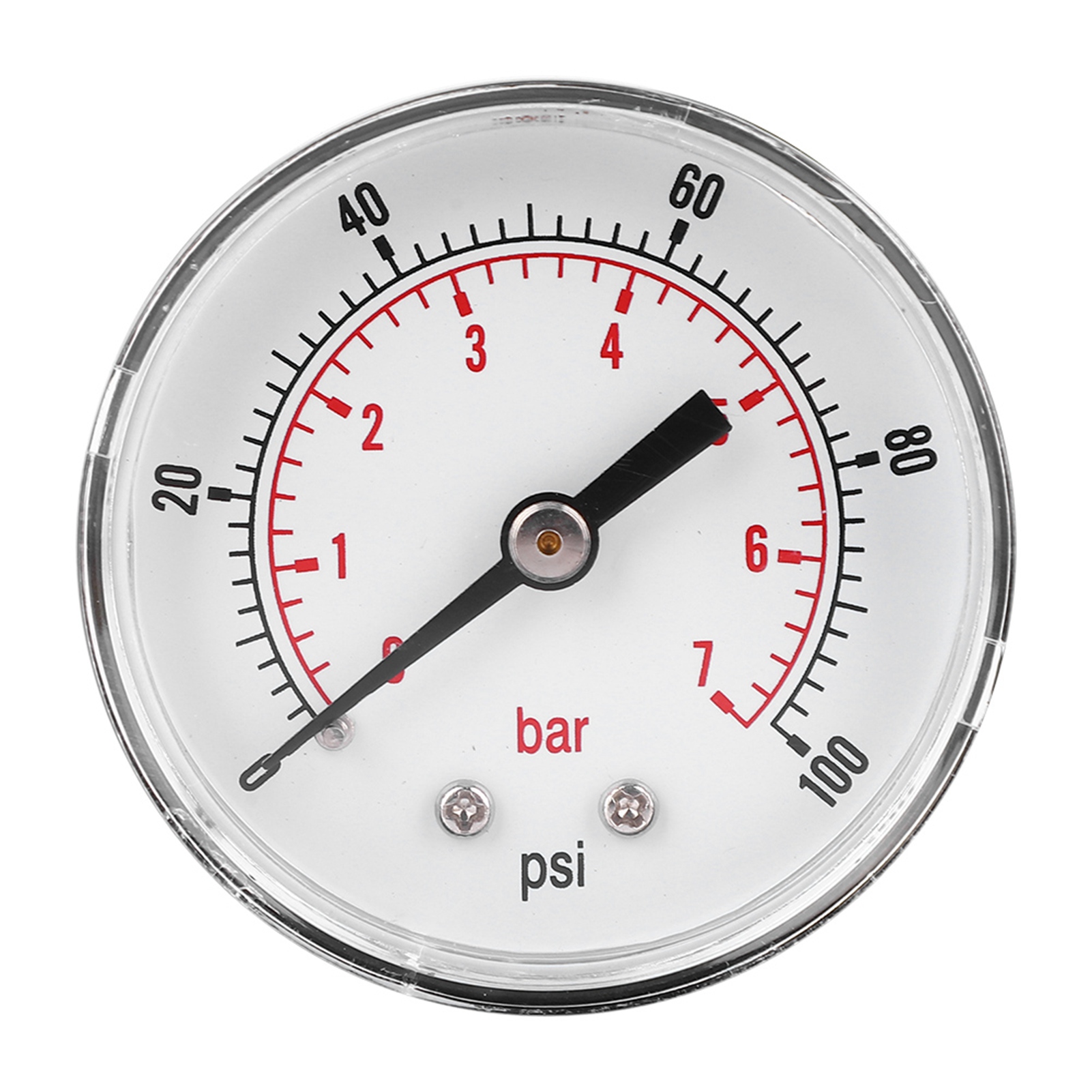 50-mm-manometer Mit 1/4-bspt-messing-rückanschluss Für Luft, Wasser, Öl Und Gas (0-100 Psi 0-7 Bar)