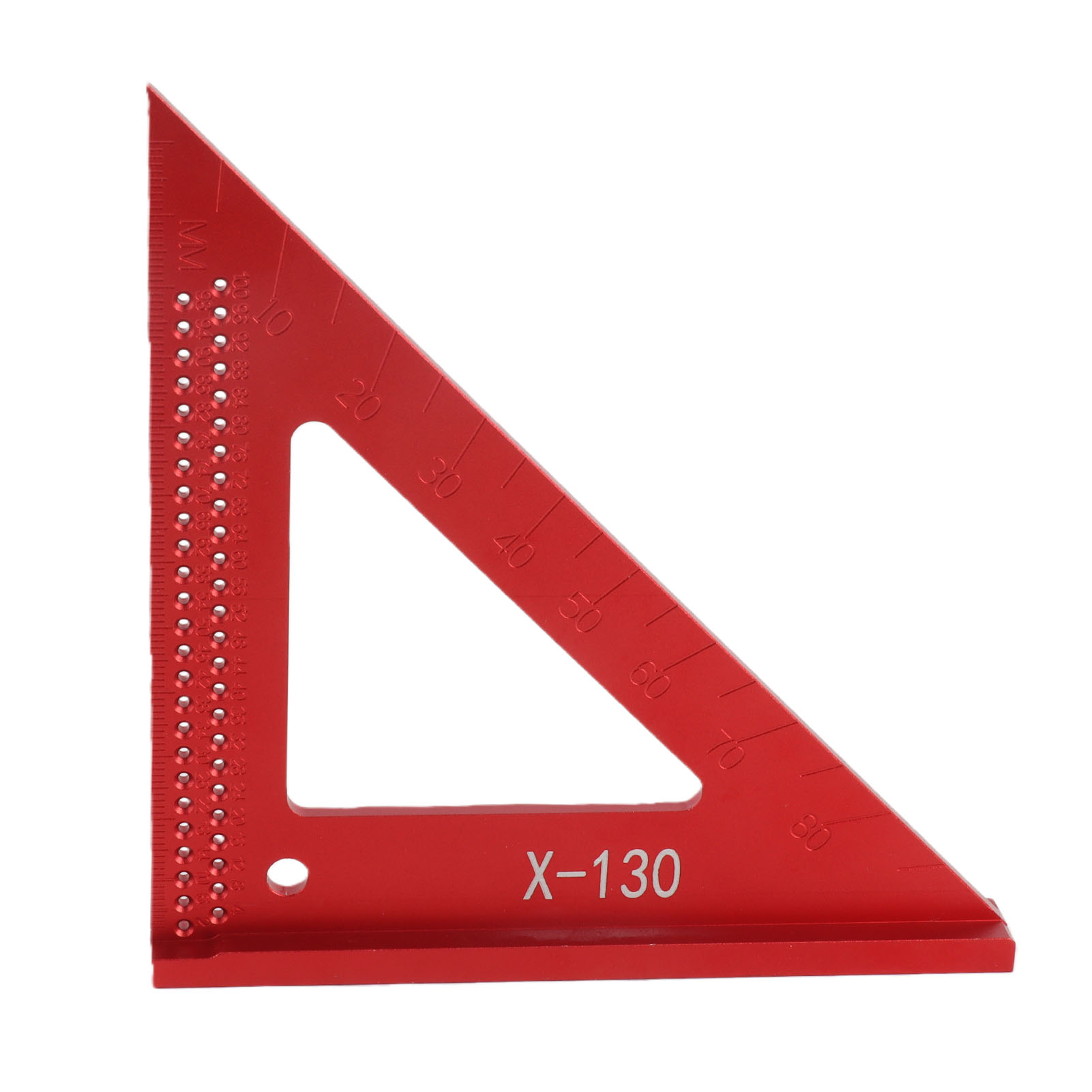 Dreieckslineal Aus Rot Eloxierter Aluminiumlegierung Mit Löchern, 45/90°-winkel, Für Holzbearbeitungs- Und Heimwerkerprojekte, 18 X 12,8 X 12,8 Cm, 1 Stück