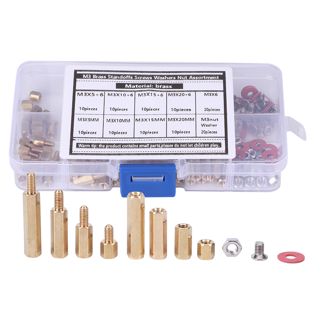 140-teiliges Set Mit Sechseckigen M3-messing-distanzstücken, Schrauben, Unterlegscheiben, Muttern Und Zubehör