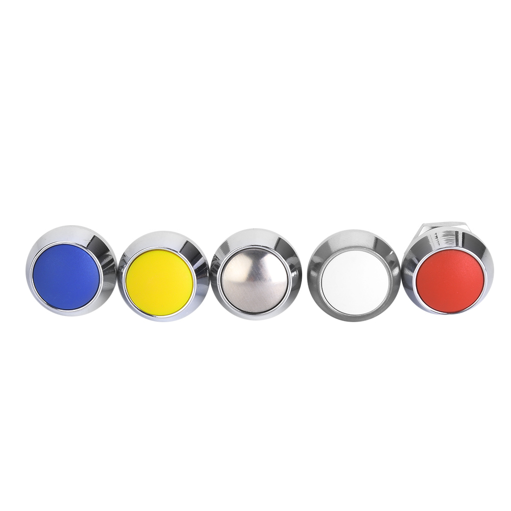 Packung Mit 5 Metall-drucktastenschaltern 1no 12mm 2a/36vdc Mit 5 Muttern (rot, Gelb, Blau, Weiß, Metallisch)