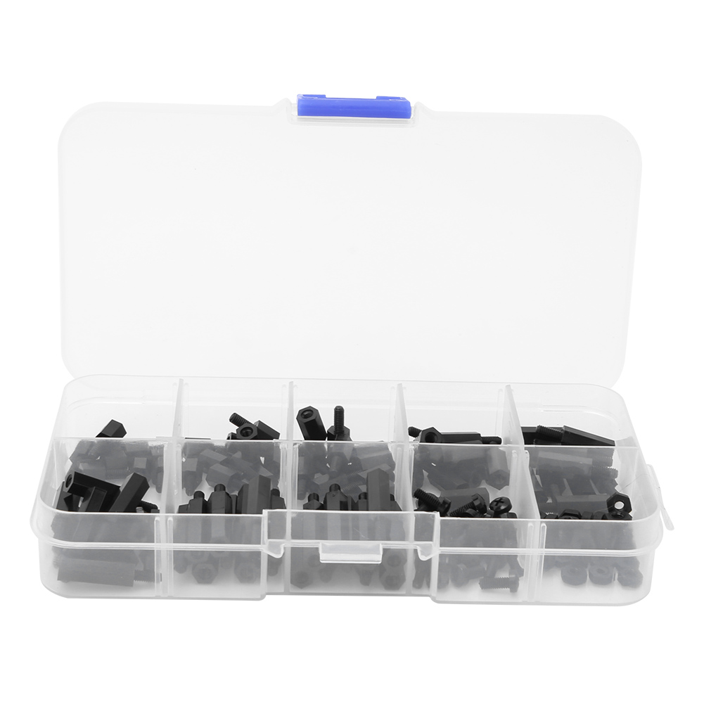 Packung Mit 140 M2,5 Rundkreuzschrauben, Muttern Und Nylon-abstandshaltern (schwarz)