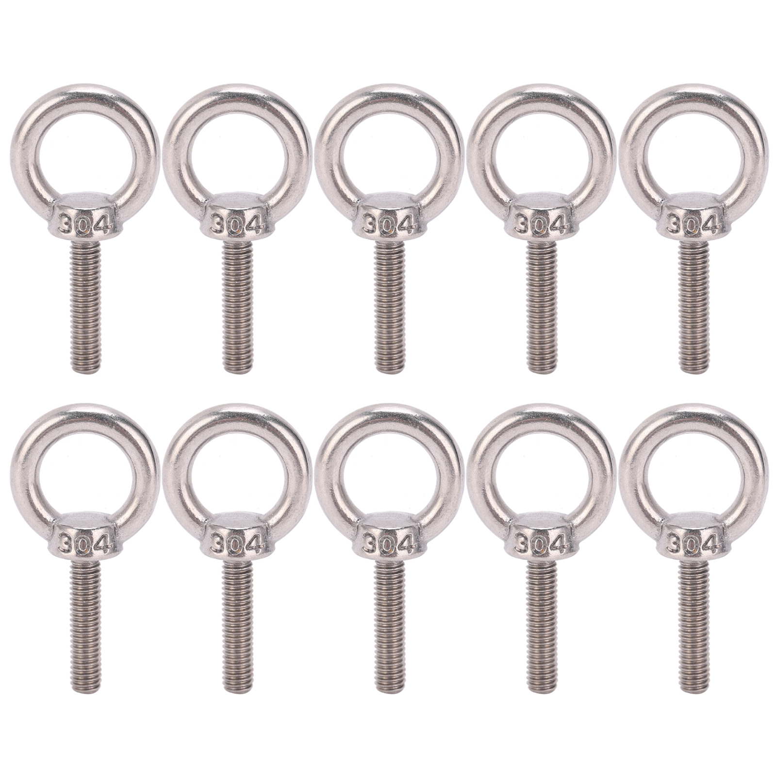 10 Stück Edelstahl 304 Ösenbolzen Mit Rundem Hebering, Schraubenbefestigungsmaterial M6x25