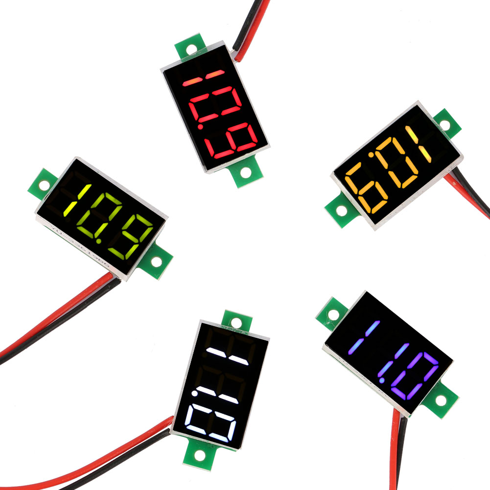 Set Mit 5 Mini-digital-led-voltmetern, Dc 2,4 V–30 V, 0,36 Zoll, 2 Drähte, 5 Farben