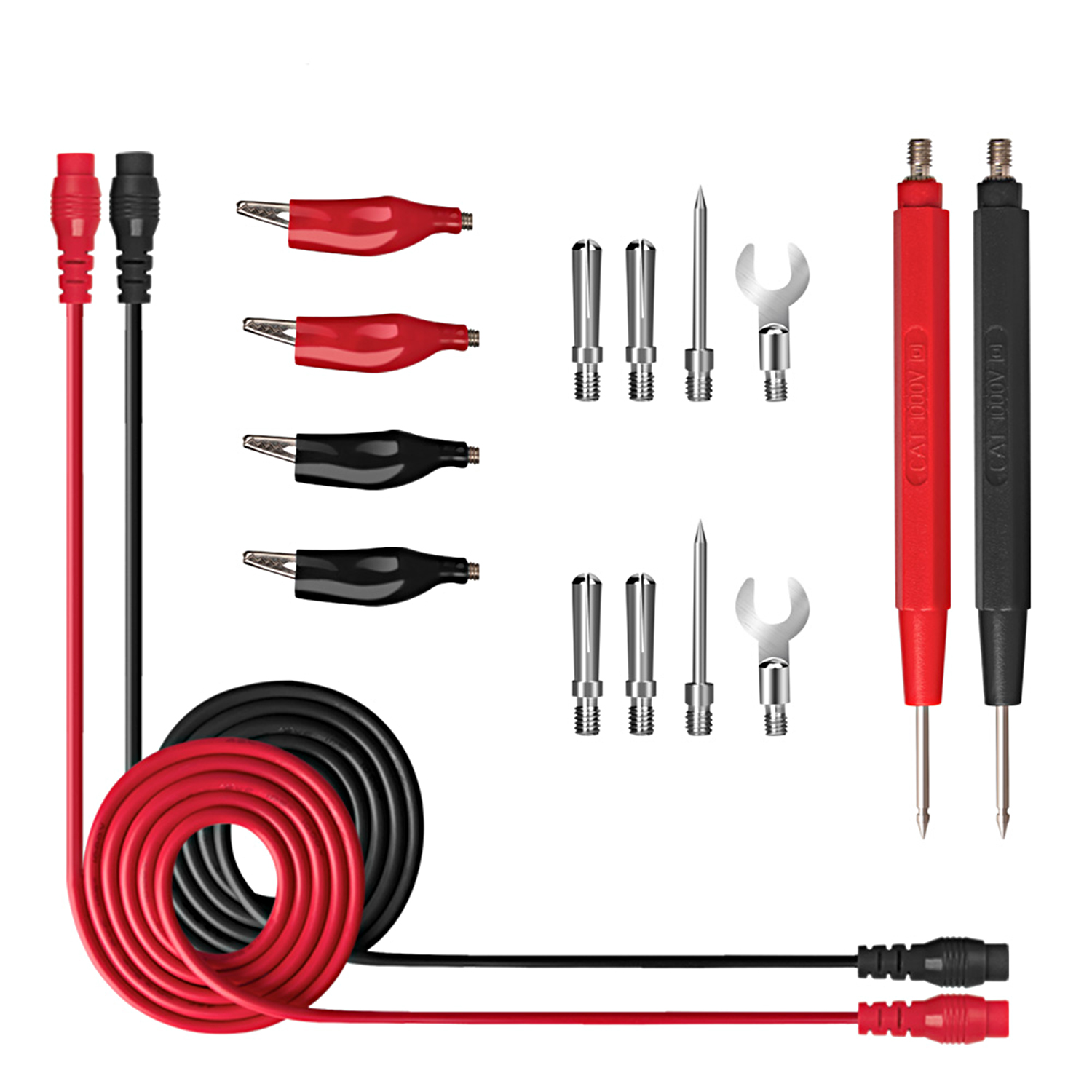 Set Mit 16 Multifunktions-multimeter-messleitungen Mit Ultrascharfen Spitzen, Silikonkabeln Und Krokodilklemmen