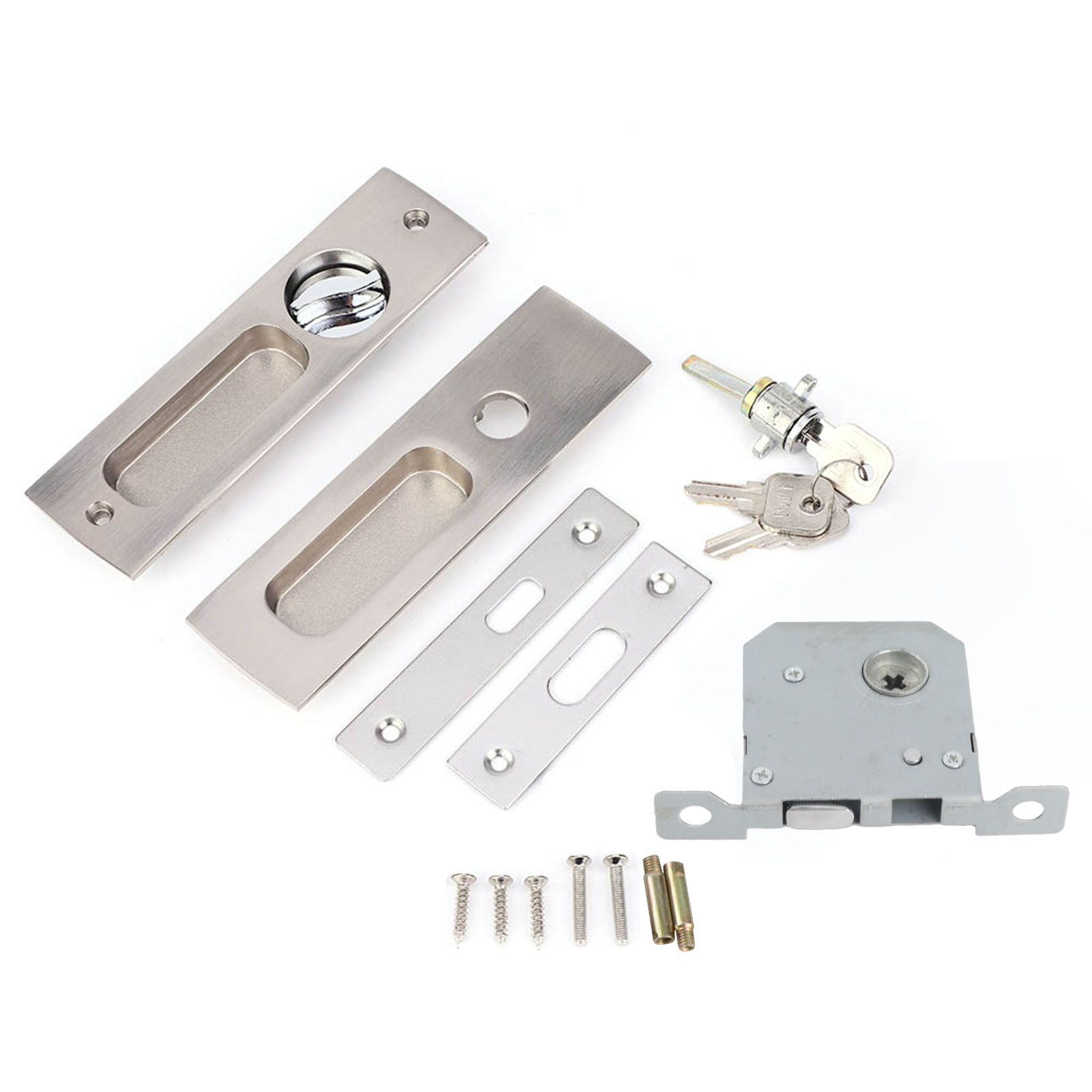 Versenkter Schiebetürgriff Mit Schloss Für Badmöbel, Balkon, Innentüren, Zinklegierung 308 G, Stärke 3,5–4,5 Cm, 14-teiliges Set