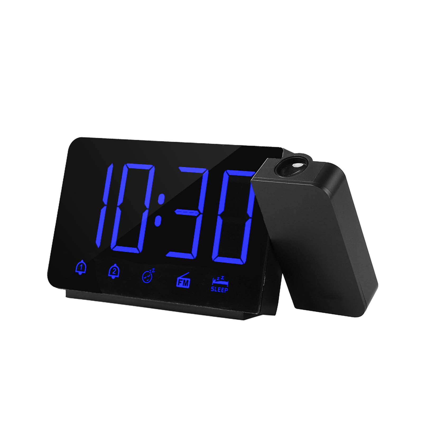 180°-projektionswecker Mit Ukw-radio, Schlummerfunktion, 4 Helligkeitsstufen, Doppelalarm, Usb-ladeanschluss Und 12/24-stunden-digitaluhr Fürs Schlafzimmer