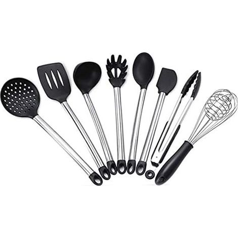 8-teiliges Küchenutensilien-set, Inklusive Antihaftpfanne, Silikonspatel, Schaber, Löffel, Sieb, Back- Und Kochutensilien