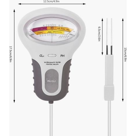 Testeur De Ph Et De Chlore - Portable 2 En 1 - Lecture Rapide - Précision Élevée - Idéal Pour Piscine