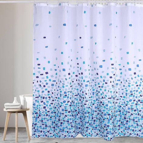 Duschvorhang (blaues Mosaikmuster, Einzeln Erhältlich) Für Badewanne Und Badezimmer, Waschbar Und Schimmelresistent.