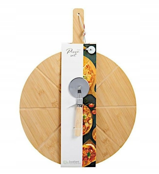 Küchenbrett Aus Holz Zum Schneiden Von Pizza Und Ein Messer, 50 Cm