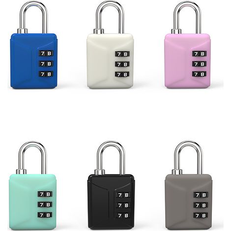Set Mit 6 Mini-vorhängeschlössern Mit 3-stelliger Zahlenkombination Für Gepäck, Rucksäcke Und Schließfächer.