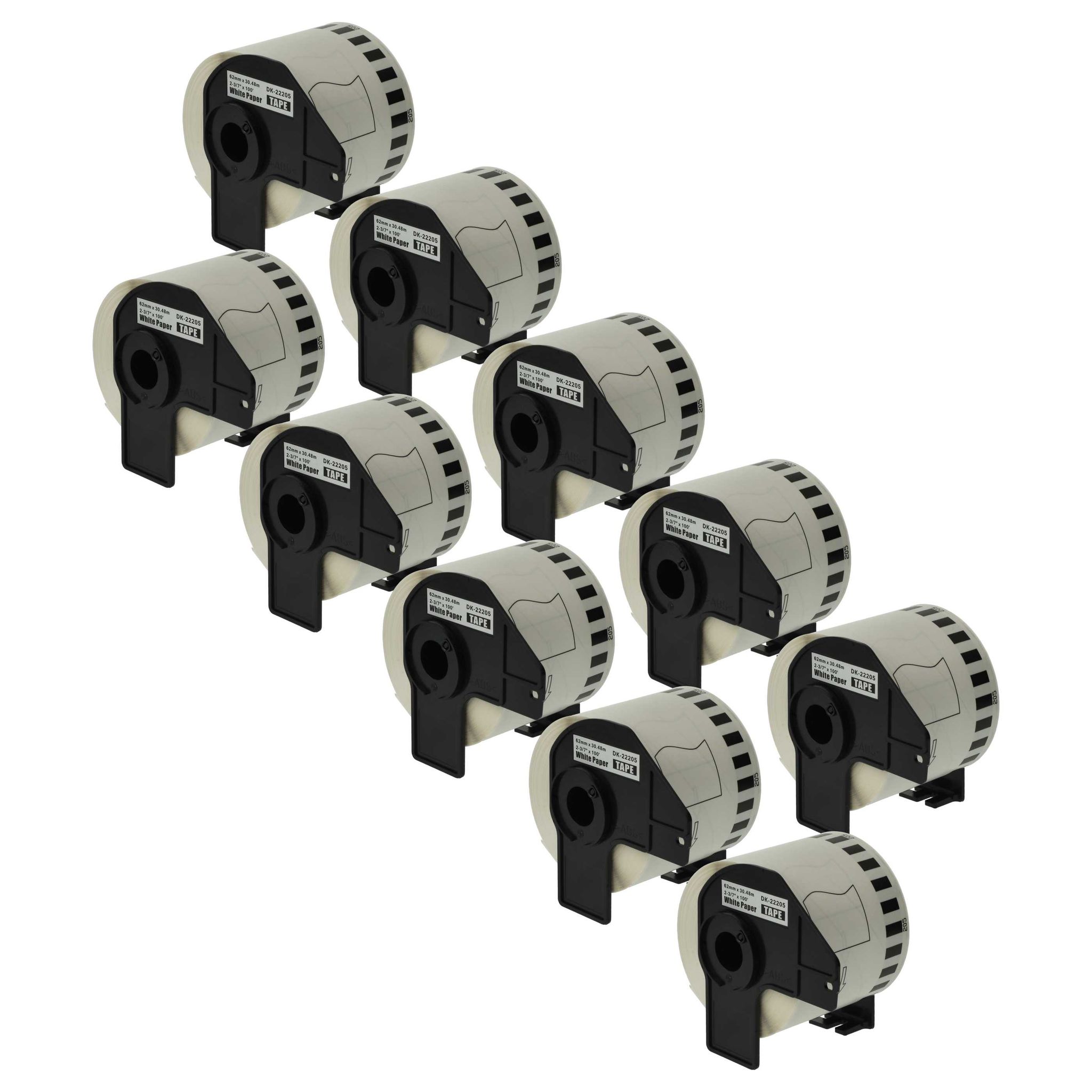 Vhbw 10x Rolle Mit Halter 1 Etikette Kompatibel Mit Brother Pt Ql-710w, Ql-720, Ql720nw, Ql-710 Drucker - 62mm X 30,48m Premium Weiß