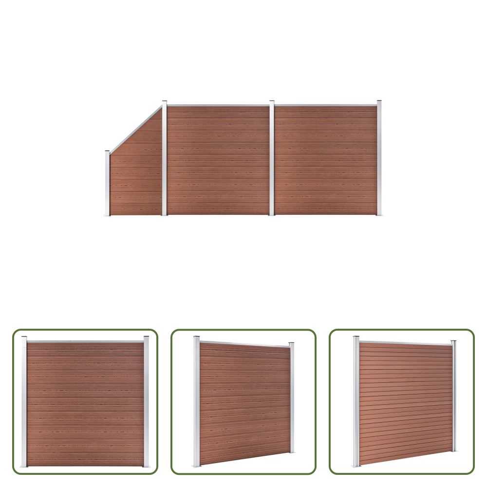 Wpc-zaun - Wpc Zaun-set 2 Quadrate + 1 Schräge 446x186 Cm Braun
