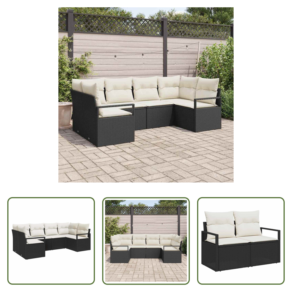 Vidaxl Poly Rattan - Sofa Set Mit Kissen 6 Pcs Schwarz Poly Rattan