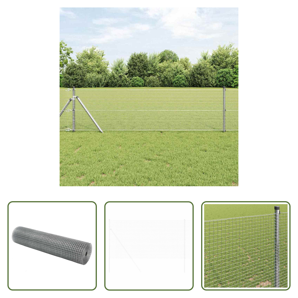 Silber - Geschweißter Drahtzaun Silber 0,4 X 10 M
