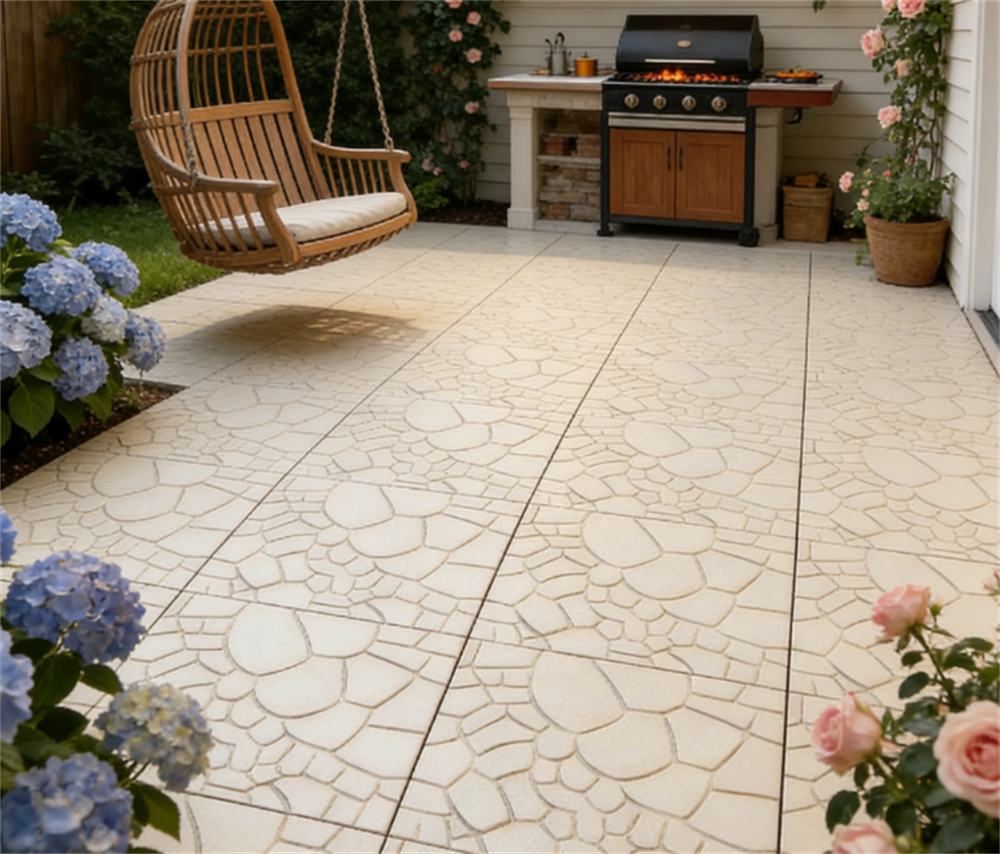 Terrassenfliese – 30 X 30 X 2 Cm – 44er-set Ineinandersteckbare Fliesen In Steinoptik Für Balkon, Pool Und Garten – Beige