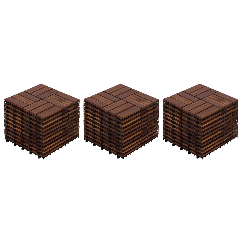 Terrassenplatten Aus Akazienholz Zum Zusammenstecken – 30 X 30 X 2,4 Cm – 32er-set, Terrassenboden Zum Zusammenstecken Im Schachbrettmuster Für Balkon Und Pool – Braun