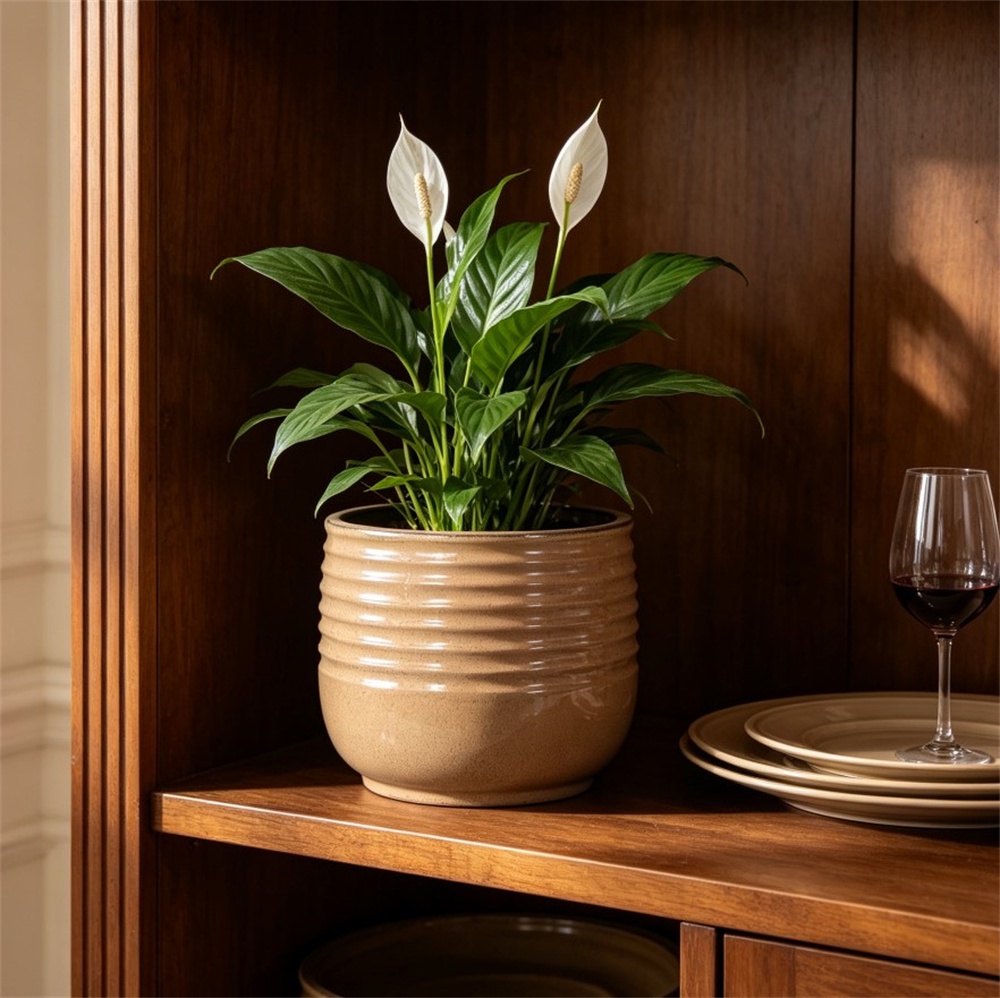 Keramik-blumentopf – 20,5 X 20,5 X 17 Cm – Handgefertigter Übertopf Für Den Außenbereich, Garten Und Fensterbank, Kleines Modell – Hellbraun