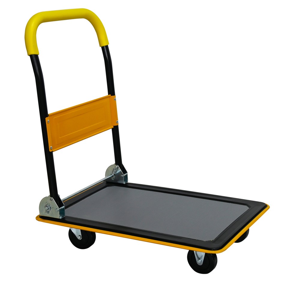 Zusammenklappbarer Transportwagen 150 Kg – 73 X 47 X 83 Cm – Rutschfeste Ladefläche Und 360°-rollen – Stahl, Gelb