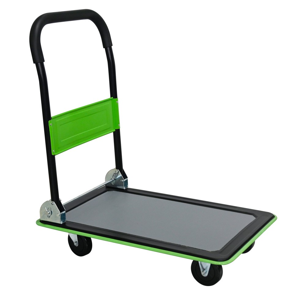Zusammenklappbarer Transportwagen 150 Kg – 73 X 47 X 83 Cm – Rutschfeste Ladefläche Und 360°-rollen – Stahl, Grün