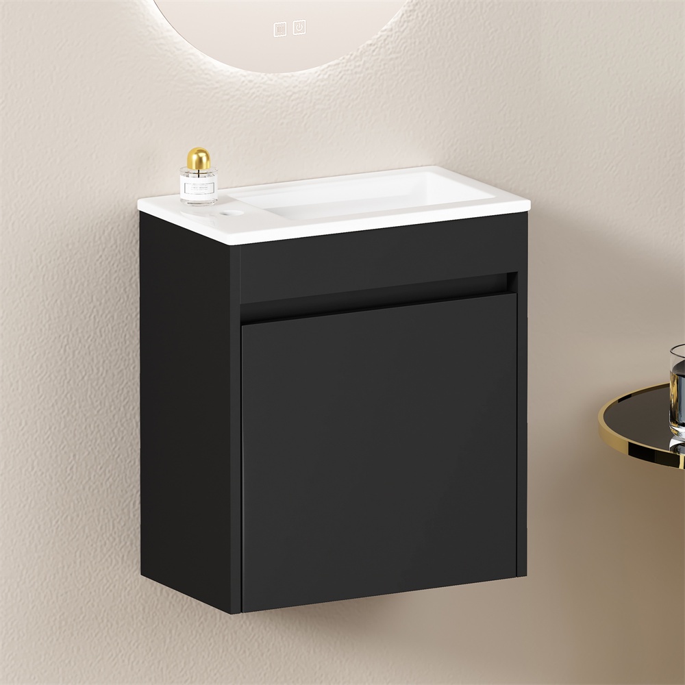 Schwarzer Waschtisch 46 Cm – Badezimmerschrank Mit Waschbecken Und Soft-close-tür Für Optimale Aufbewahrung – Schwarz