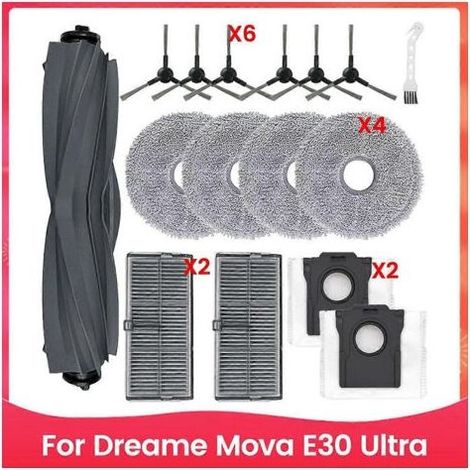 Pièces De Rechange Pour Aspirateur Robot Dreame Mova E30 Ultra : Brosse Principale Latérale, Filtre Hepa, Serpillière.
