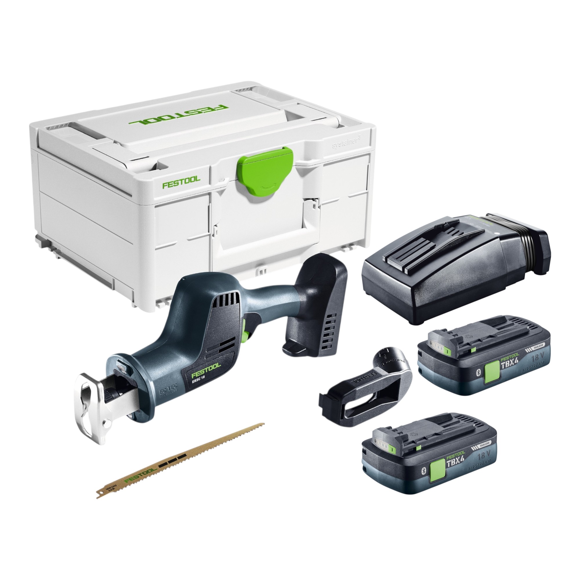 Festool Ersc 18 Eb-basic Akku Säbelsäge 18 V 210 Mm + 2x Akku 4,0 Ah + Ladegerät + Systainer