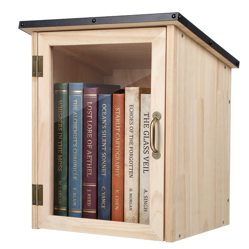 Bücherschrank Für Den Außenbereich Aus Kiefernholz – Wetterfeste Kleine Gemeinschaftsbibliothek Mit Sichtfenster – Büchertauschbox Für Garten, Nachbarschaft Und Schule – 36 × 31 × 43 Cm