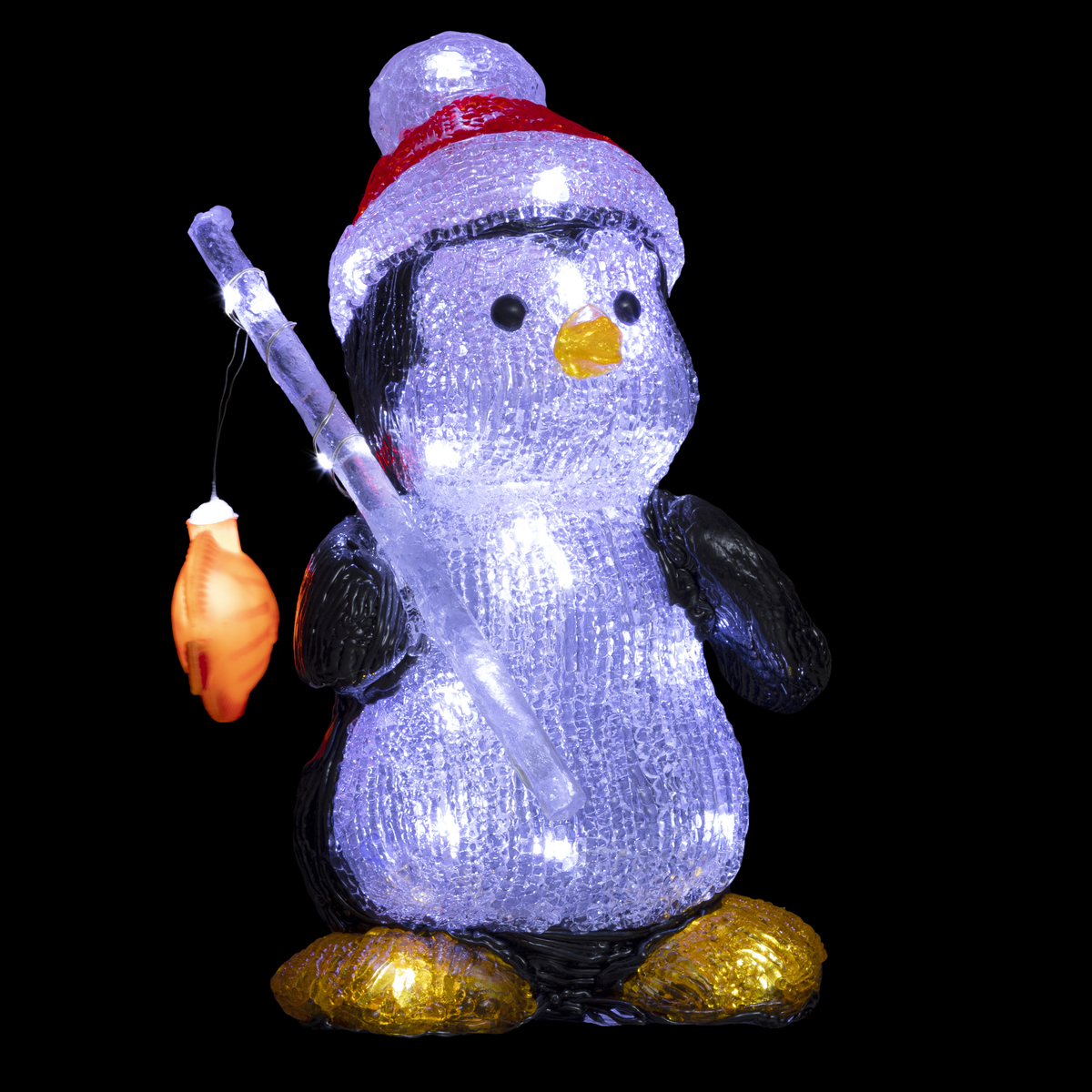 Fa Outdoor Pinguin Angeln Schneeflocke 30 Led - H. 25 Cm Sturmblau - Feeric Lights & Christmas