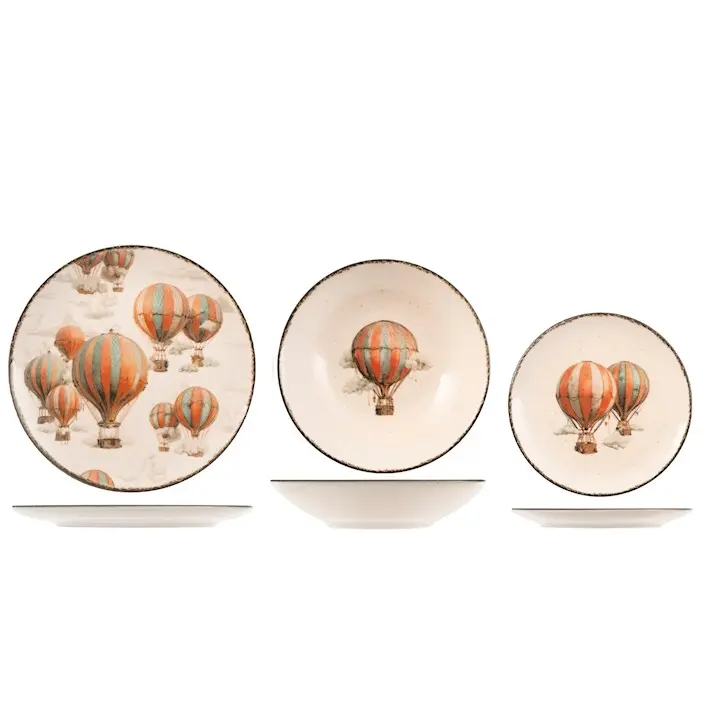 Sky Voyager 18-teiliges Tischservice Aus Stoneware Mit Retro-motiv