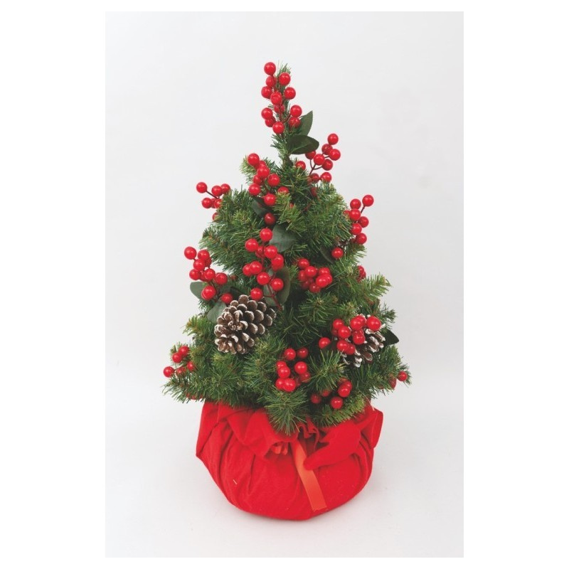 Weihnachtsbaum Grün Aus Pvc 60 Cm Mit Beeren Und Zapfen