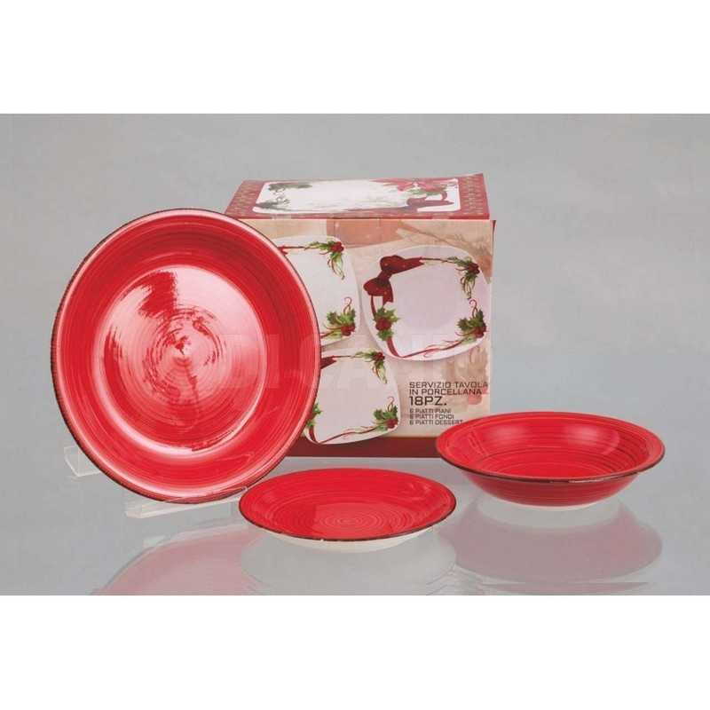 Set Aus 18 Roten Keramiktellern