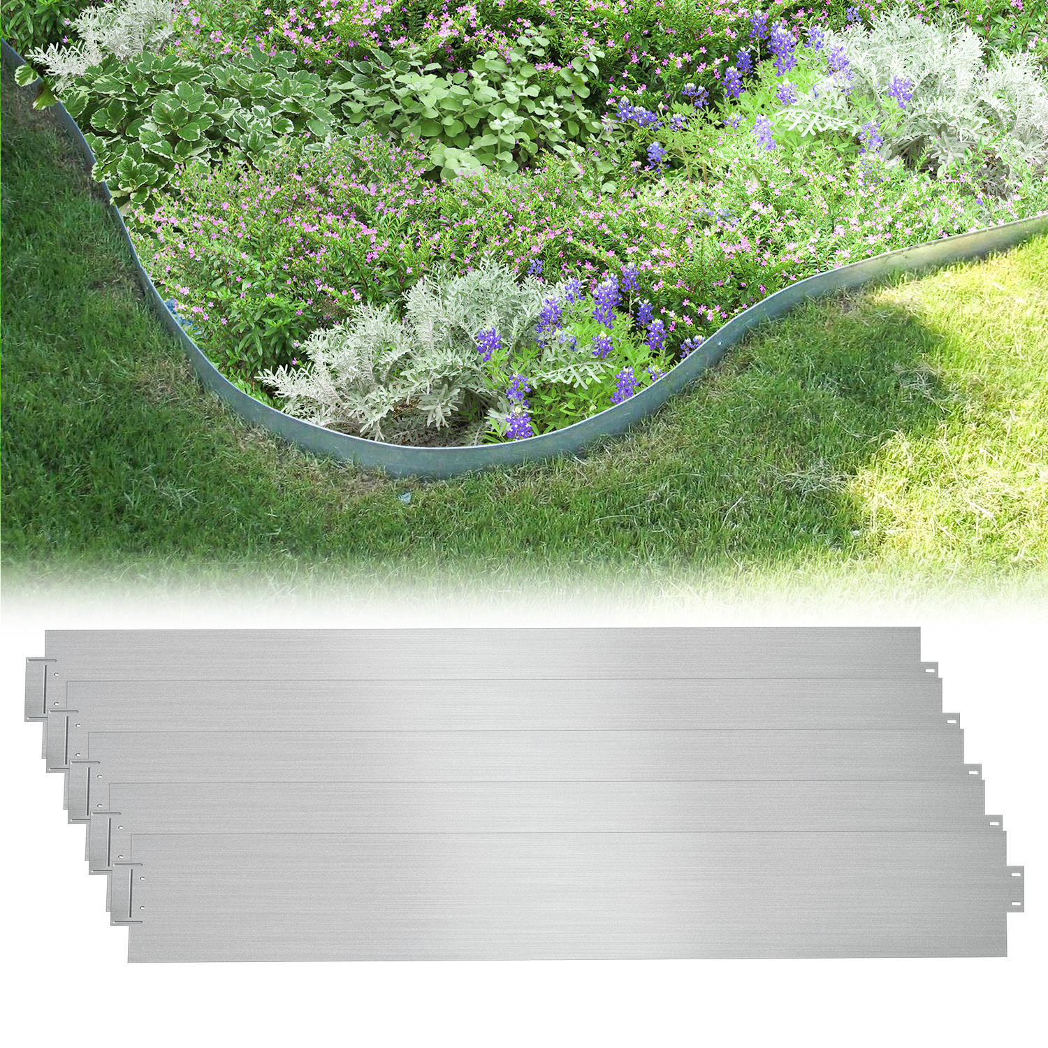 Jaxguom Rasenkante Metall 100 X 18 Cm 40m Beeteinfassung Mähkante Verzinkt Wegbegrenzung Beetumrandung Palisade Silber