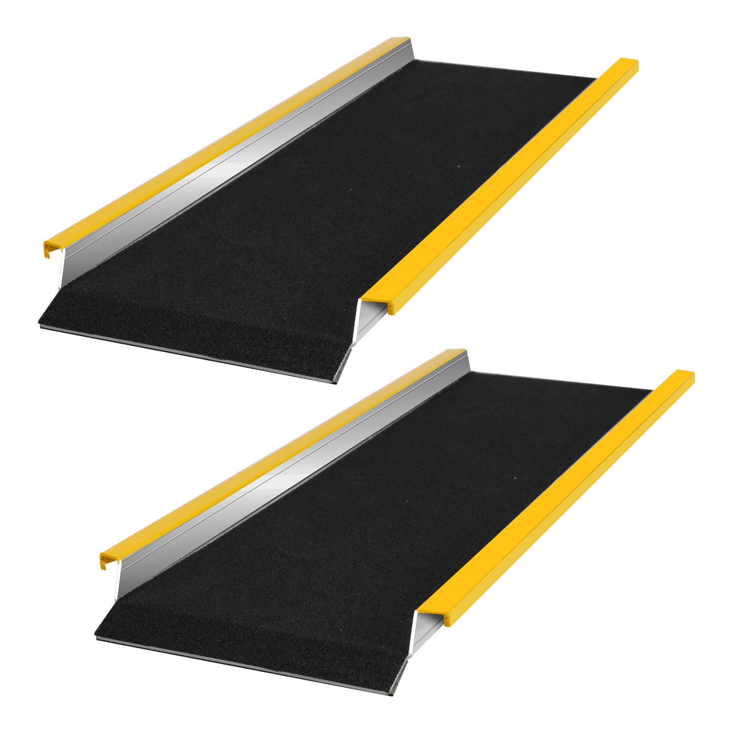 Jiubiaz 2x Auffahrrampe 118 Cm Aus Aluminium, 300 Kg Je Rampe, Rutschhemmend Mit Gelben Warnkanten Für Motorrad Quad Rasenmäher Anhänger