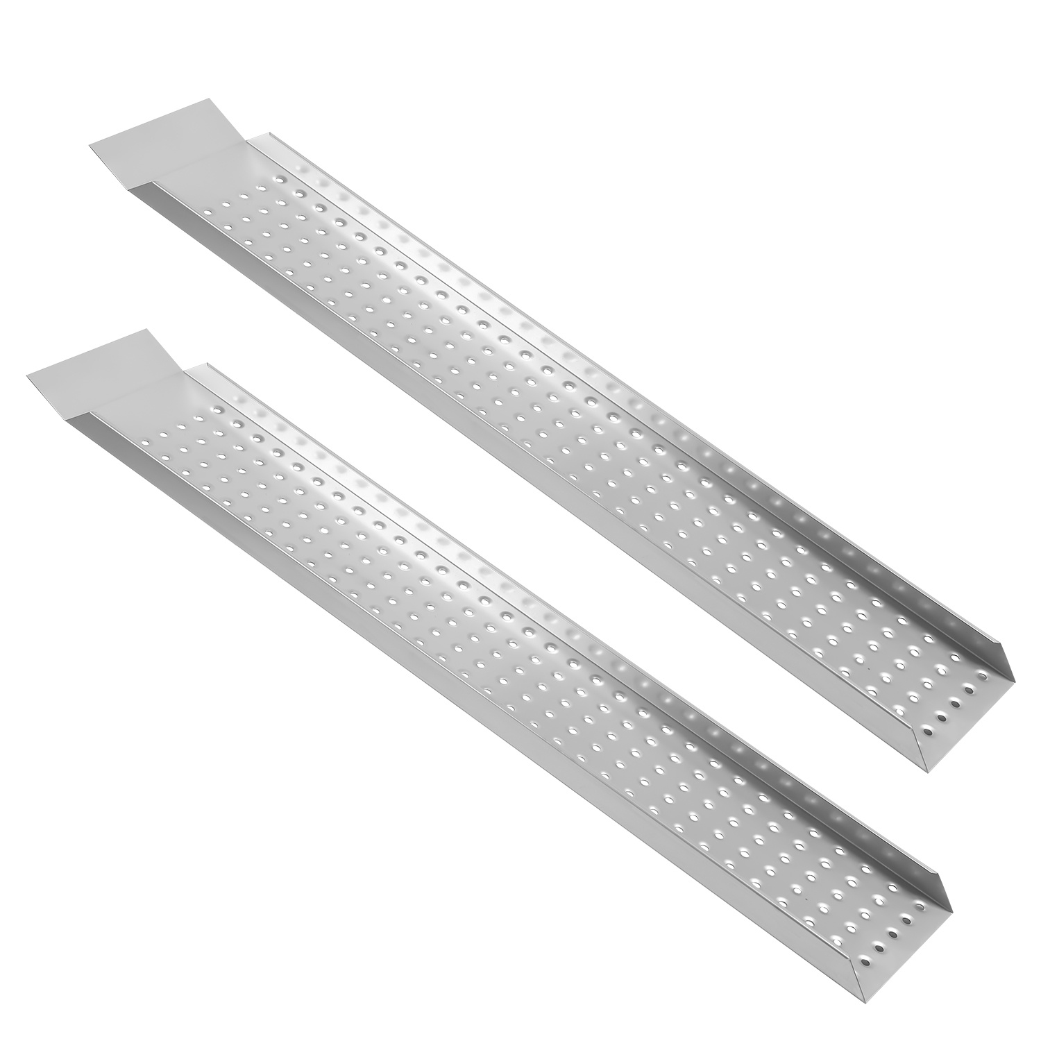 Jiubiaz 2x Auffahrrampe 135 Cm Silber, Rutschhemmende Verladeschienen Für Motorrad Quad Rasenmäher Anhänger, 2er Set Garage Werkstatt