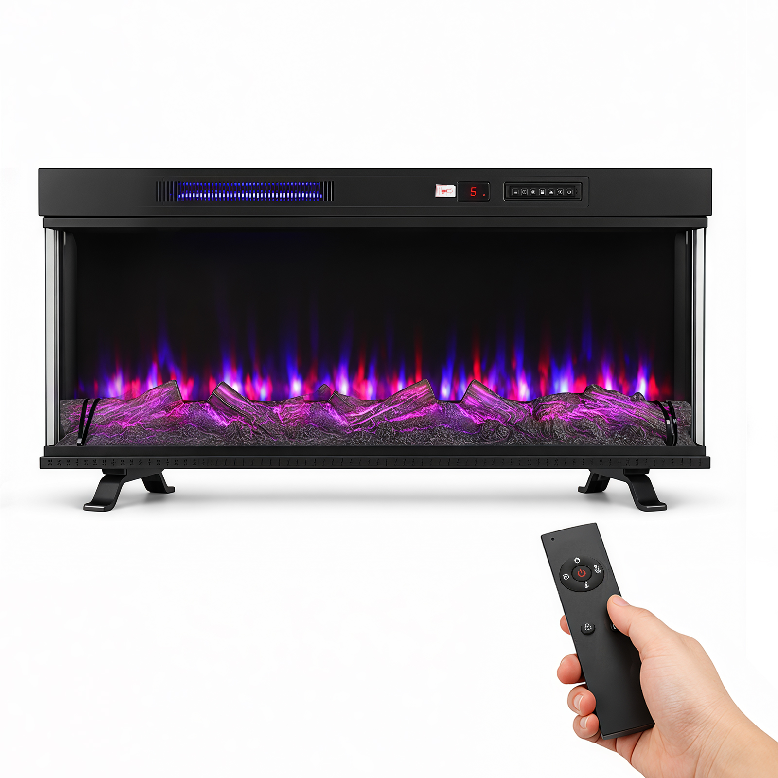 Jiubiaz Panorama Elektrokamin 36 Zoll, 900/1800 W, Fernbedienung, Wifi