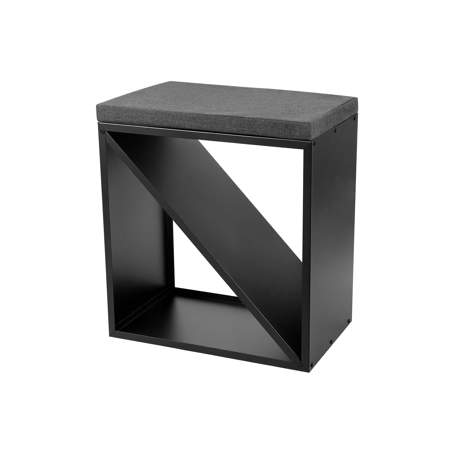 Jiubiaz Kaminholzregal Mit Gepolstertem Sitzhocker, Brennholzständer Aus Metall Für Innen, Schwarz/grau, 60 × 36 × 59 Cm
