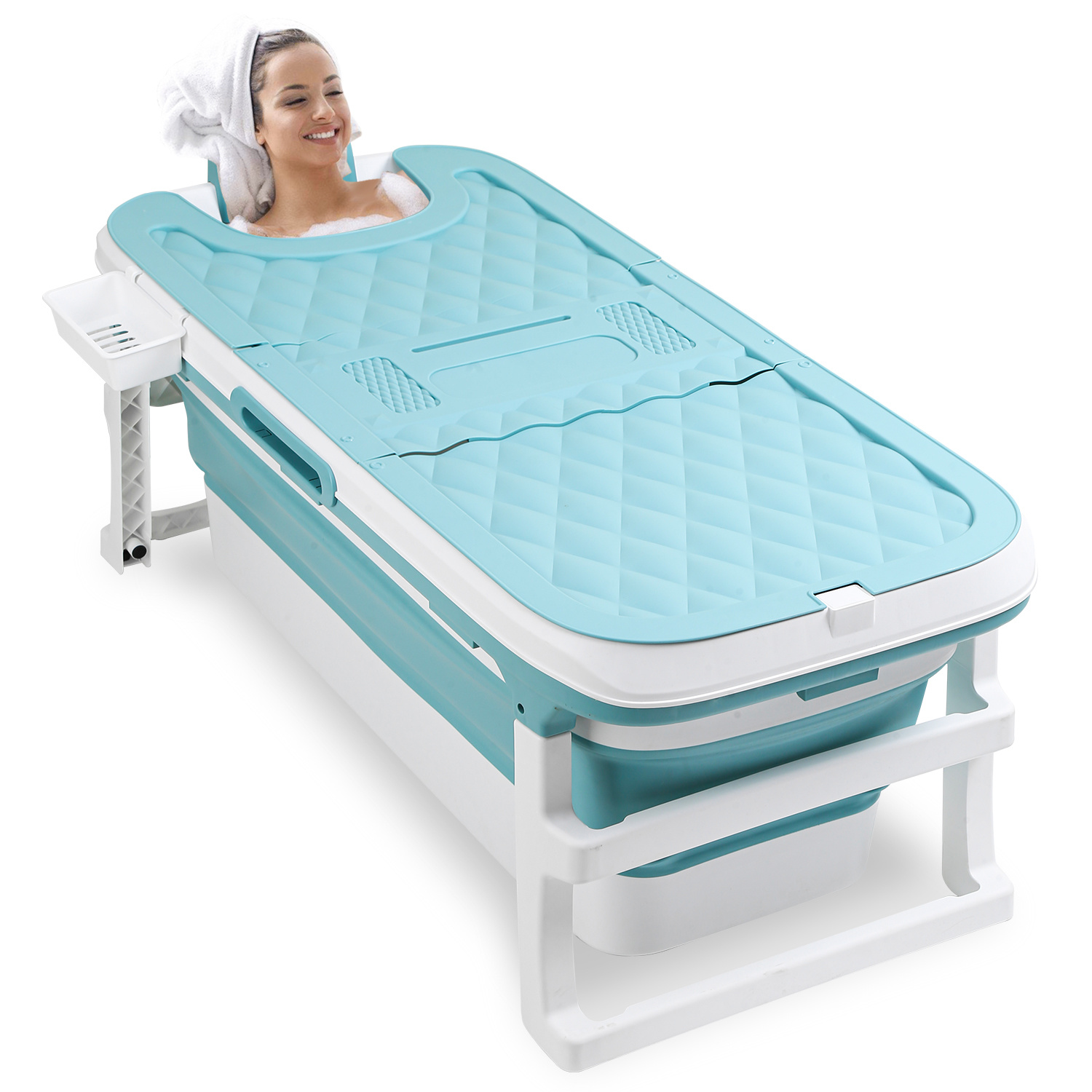Jiubiaz Badewanne Erwachsene Faltbar 149 Cm Xxl, Faltbadewanne Mit Abdeckung Und Ablaufrohr Fürs Badezimmer