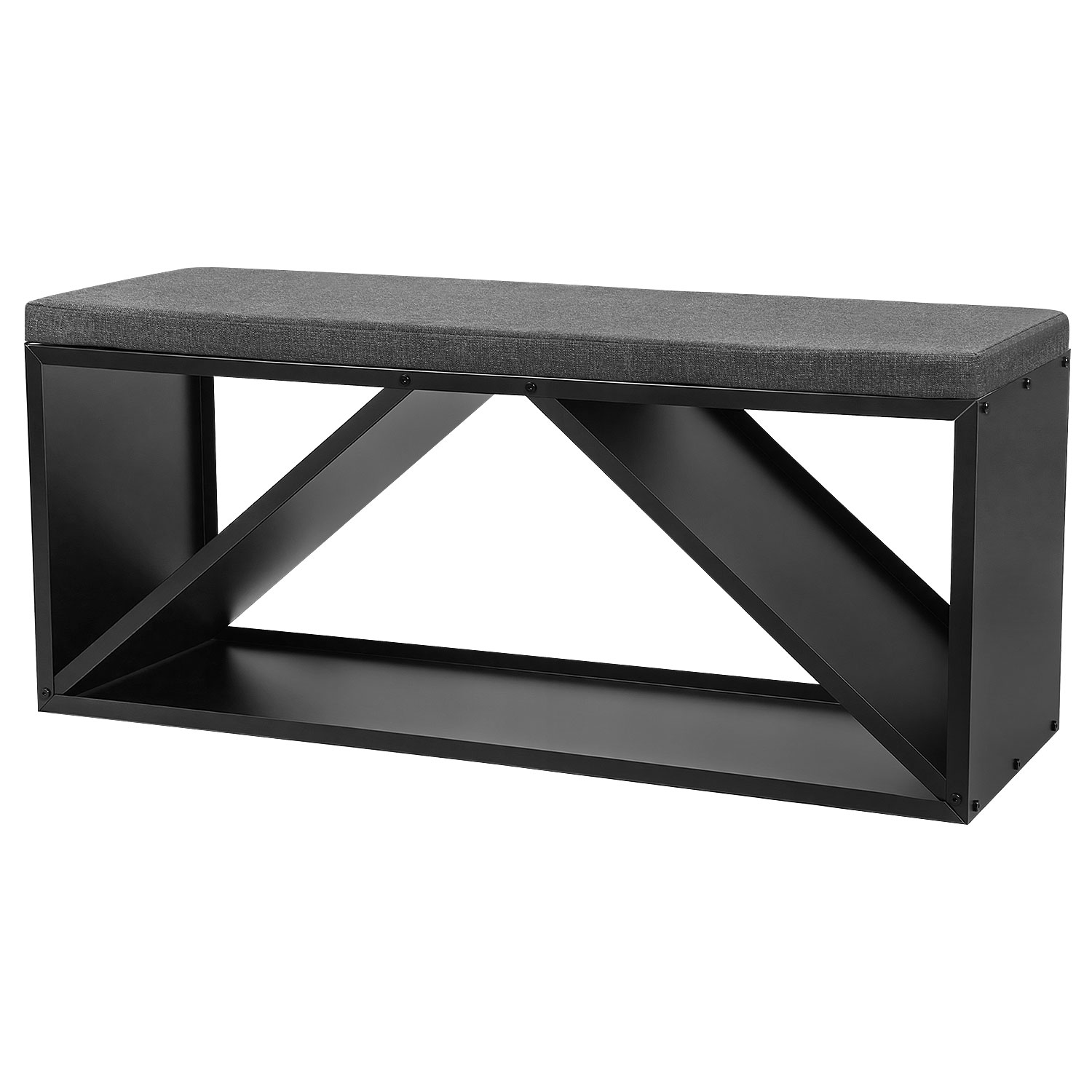 Jiubiaz Kaminholzregal Mit Sitzbank Und 4 Cm Polster, Brennholzständer Aus Schwarzem Metall Für Innen, 102 × 35 × 40 Cm