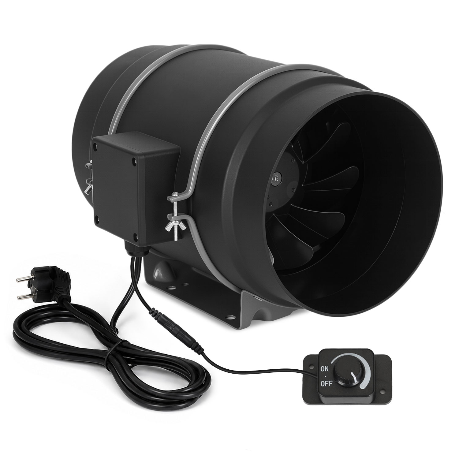 Jiubiaz Rohrventilator 200 Mm Mit Drehzahlregler Für Zu- Und Abluft