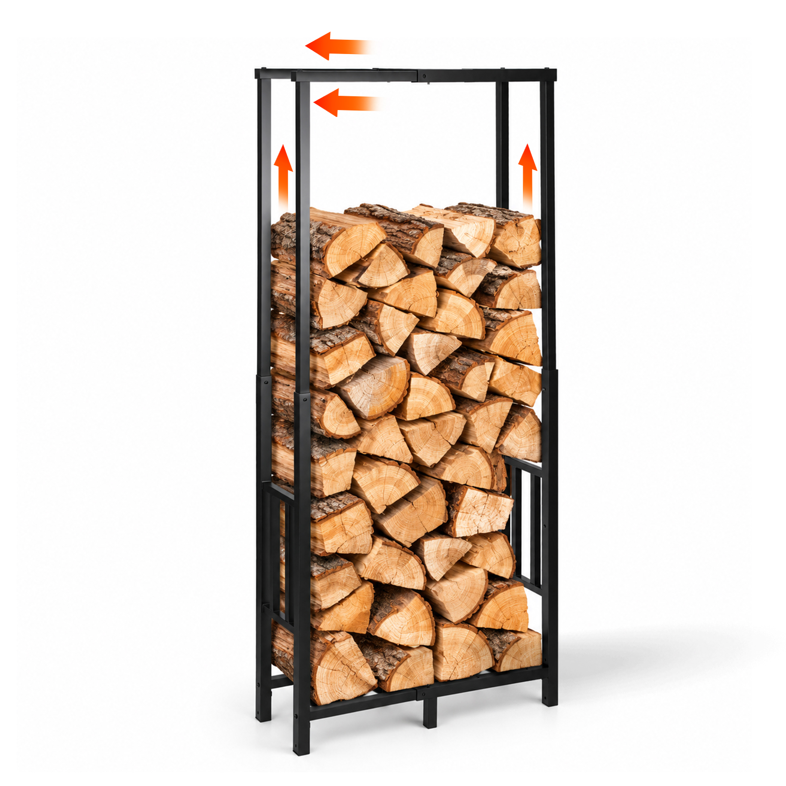 Jiubiaz Brennholzregal Mit 9 Größenkombinationen, 45/60/75 × 25 × 95/132/170 Cm, 95/132/170 Cm Höhe, 400 Kg, Bis 400 Kg Traglast