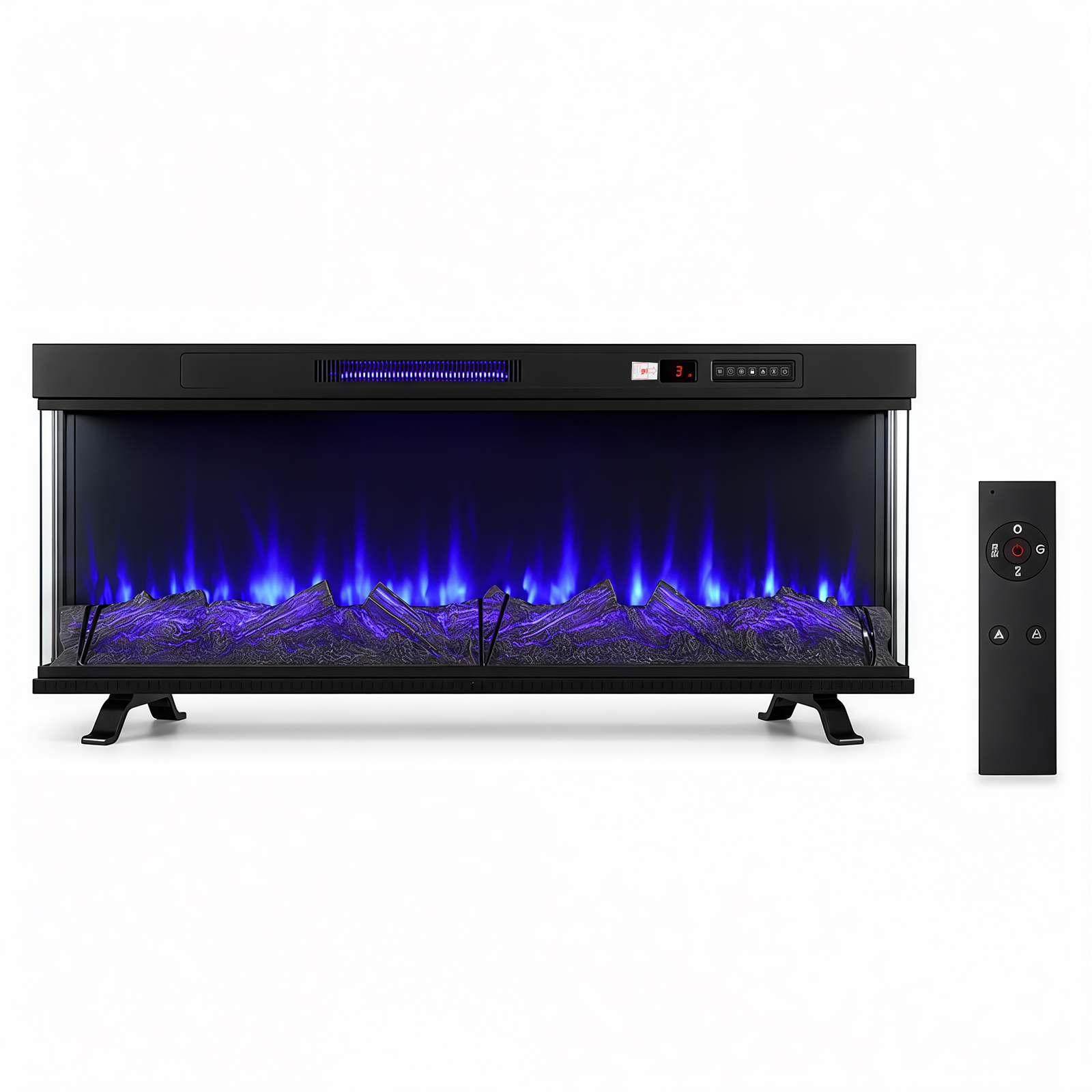 Jiubiaz Elektrokamin 50 Zoll, 1800 W, Wifi-app, Schwarz