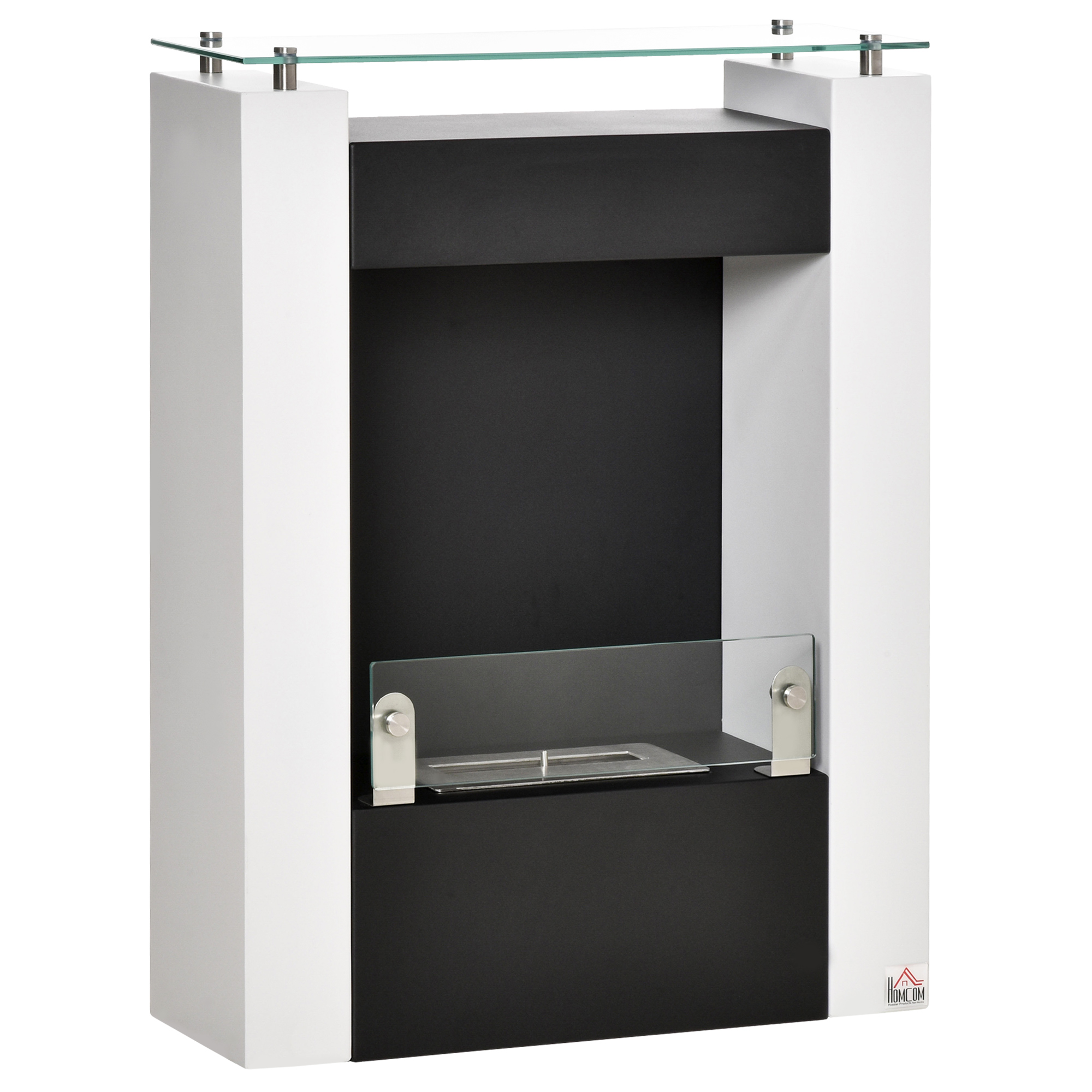 Freistehender Bioethanol-kamin, 1,5 L, 1993 W, 60 X 20 X 79 Cm, Weiß Und Schwarz