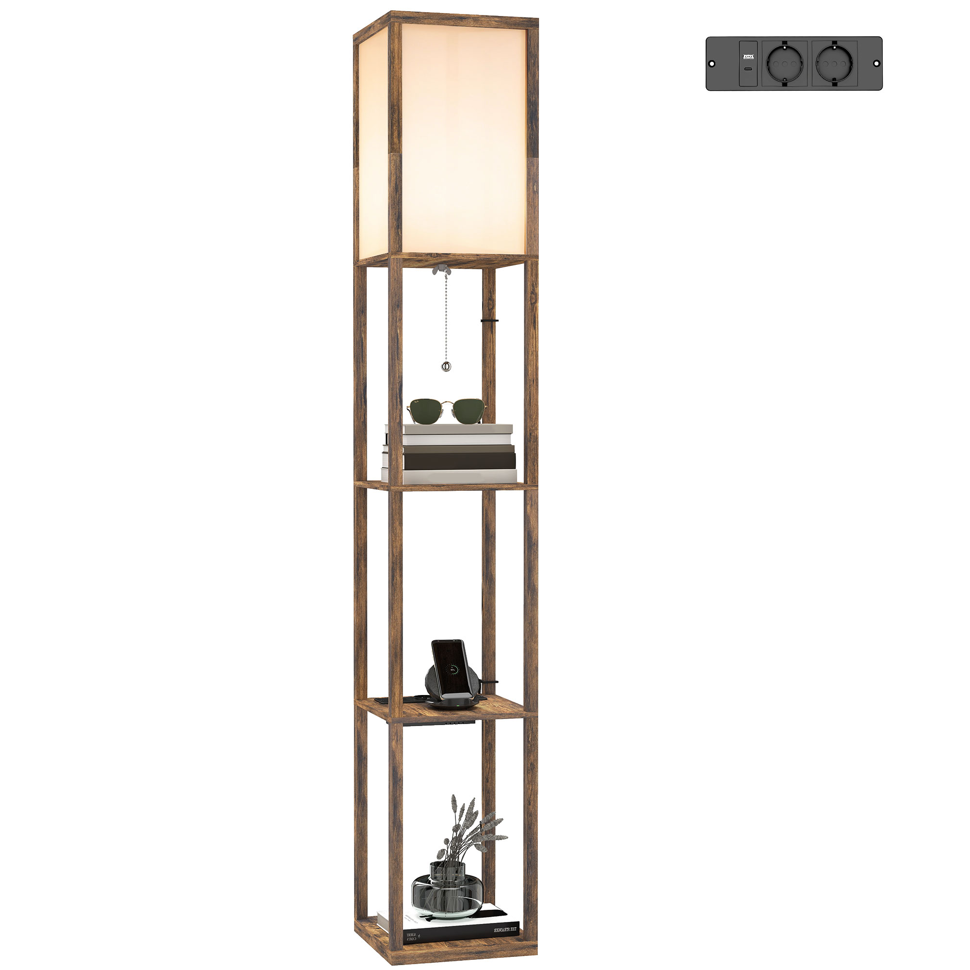Design-stehlampe, Modernes Design, 26 X 26 X 160 Cm, Braun Und Weiß
